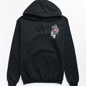 Small Wonders Black Hoodie with Floral Design